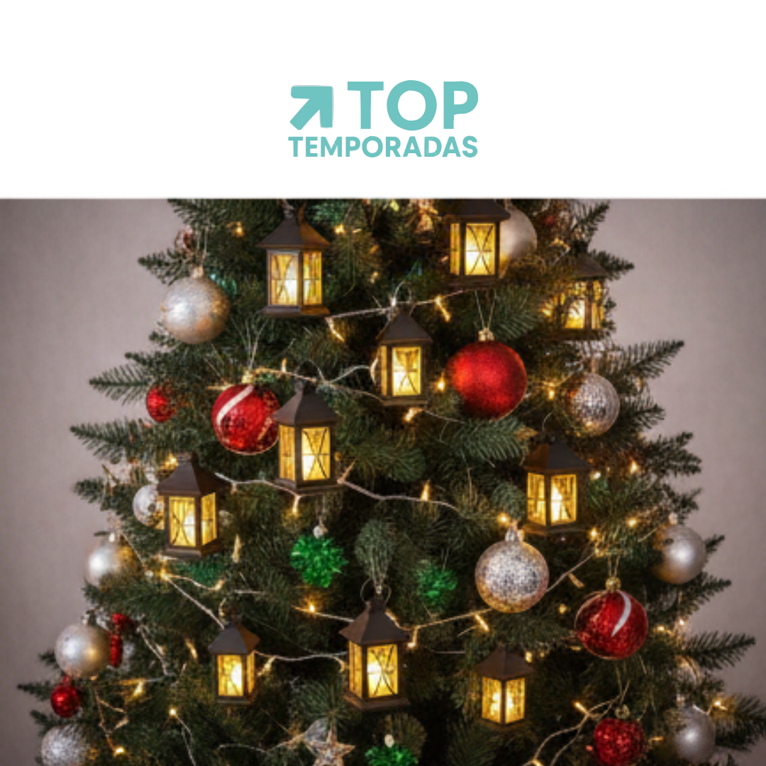 Farol Decorativo De Pila Navideño