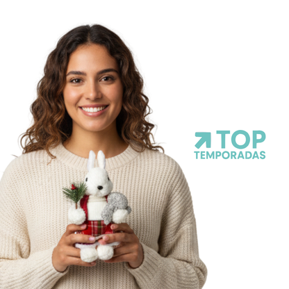 Ardilla Navideña Blanca De Pie 26X12CM