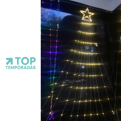 Malla Árbol Estrella Navideña Luces