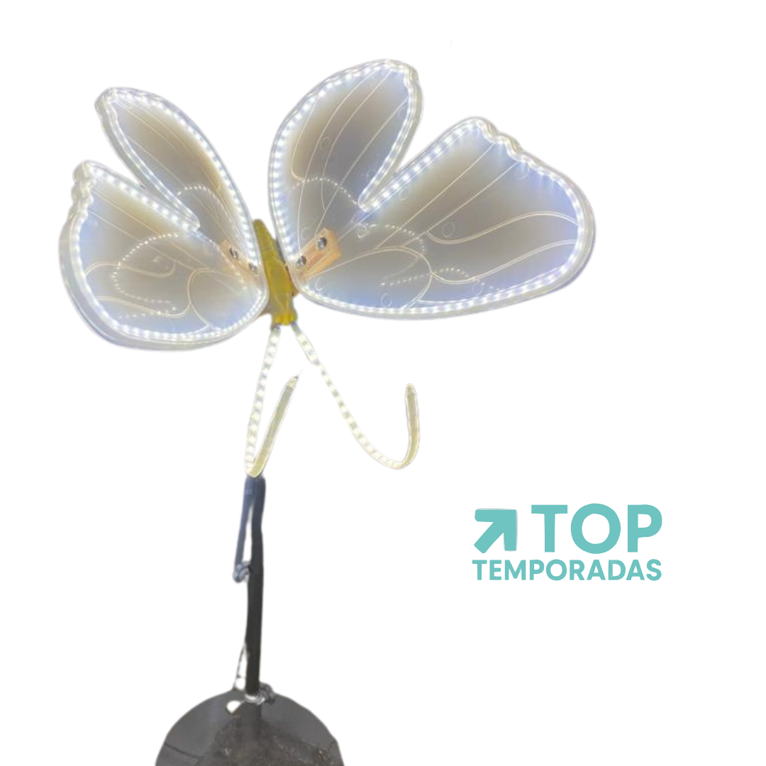 Mariposa Navideña Con Luz Y Base