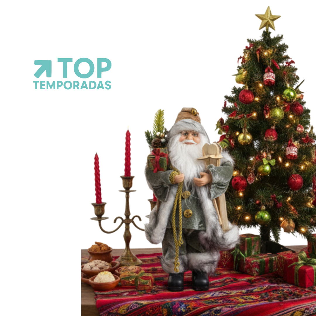 Papá Noel 30CM Con Regalos Gris