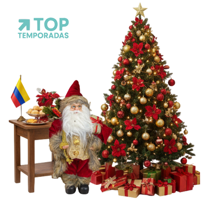 Papá Noel 30CM Con Regalos Dorado