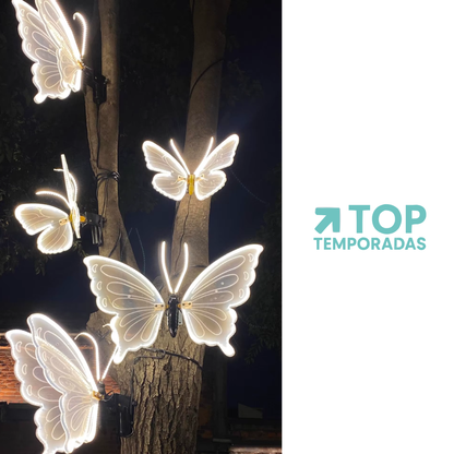 Mariposa Navideña Con Luz Y Base