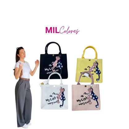Cartera De Mano Mujer Gatos