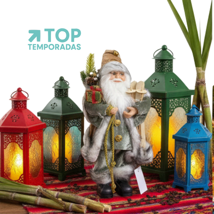 Papá Noel 30CM Con Regalos Gris