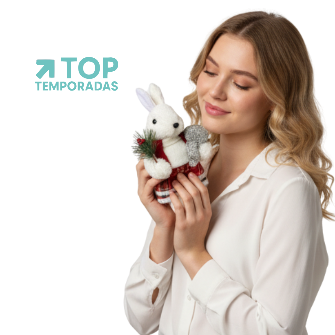 Ardilla Navideña Blanca De Pie 26X12CM