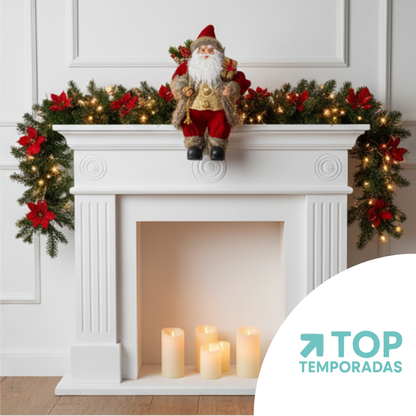 Papá Noel 30CM Con Regalos Dorado