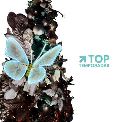 Mariposa Navideña Con Luz Y Base