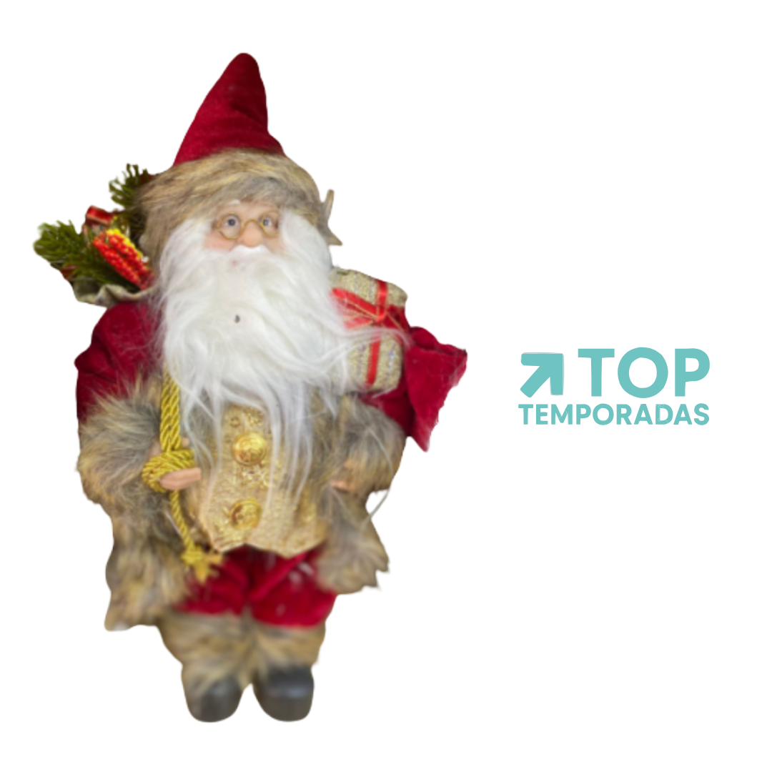 Papá Noel 30CM Con Regalos Dorado